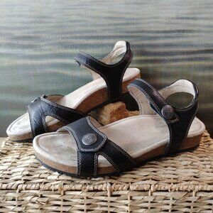 Taos "Louise" Black Leather Ankle Strap Sandal Size 10 EUC